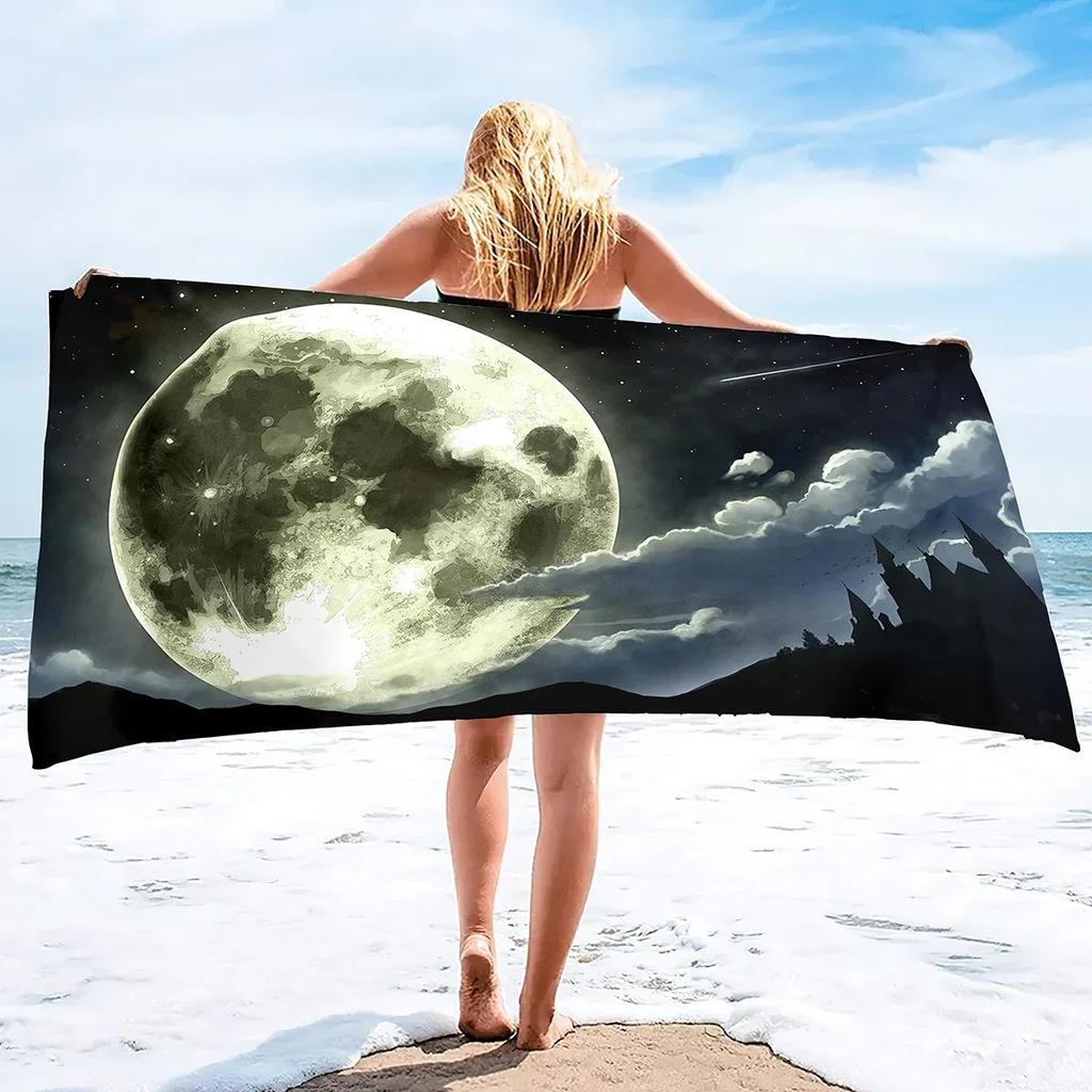 Microfiber Moon Beach Towel Oversized,Quick-dry Bath Towel,Super Absorbent Beach Towels Sandless for Bathroom Swim Sport Shower