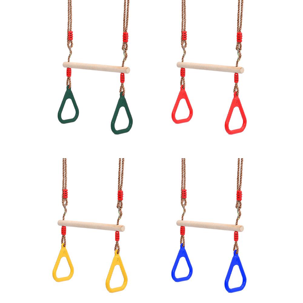 Swing Bar Ring Children Adult Wooden Stick Grip Ring Fitness Swing Baby Gym Equipment Blue