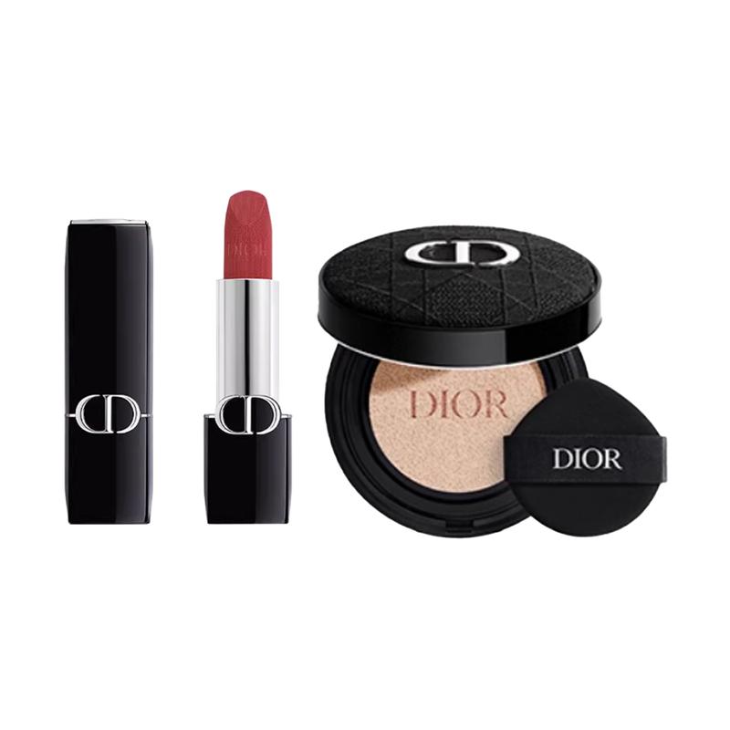 DIOR Lipstick Lipstick #720 Velvet 3.5g + Embroidered Cannage Air Cushion Case + Air Cushion #0N Light Fair Skin 13g No Gift Box No Gift Bag синий