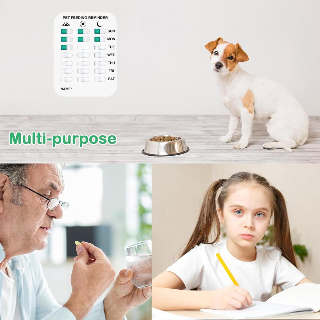 Pet Feeding Reminder Coolrunner Pet Feeding Reminder for Dogs Cats Pet Feed Reminder Magnetic or Double Sided Adhesive Prevent Overfeeding (A
