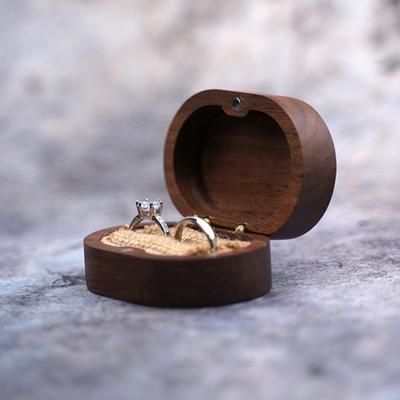 Ring Box Exquisite Small Black Walnut Wood Vintage Jewelry Display Necklace Case for Engagement