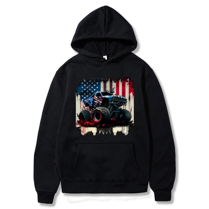 American Monster Truck Bigfoot Printed Hoodie Autumn Winter Street Fashion Hoodie Daily Casual Warm Hoodie Holiday Gift