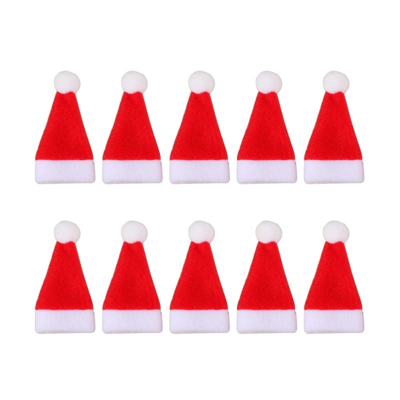 

10pcs Christmas Santa Hats Tableware Holder Dinner Table Decorations Kitchen Small