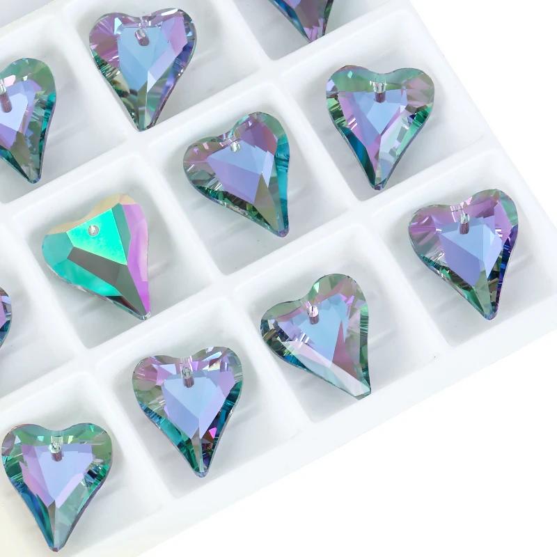 6240 Crystal Wild Heart Charms Glass Austria Loose Beads Pendant Rhinestones for DIY Earring Necklace Jewelry Accessories 12Pcs