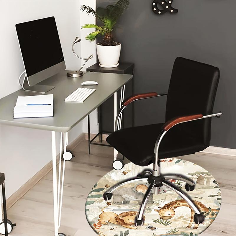 1 Stück Safari Elefant Rutschfester Runder Teppich, Büro, Familie, Schlafzimmer, Großer Teppich Innen Teppiche, Lebendige Farben-Z0496
