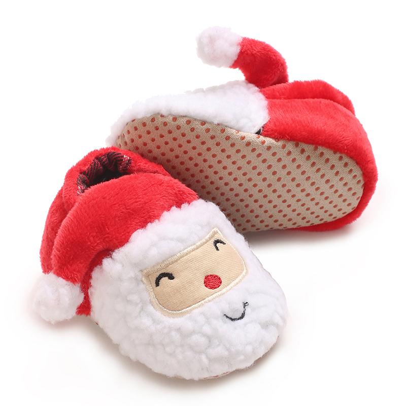 Cute Newborn Boots Santa Claus Foot Socks Baby Christmas Boots Santa Claus Design Winter Warm Slippers Non Slip Shoes 0-18M