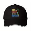 Eat Sleep Build Repeat Blocks Baseball Cap Polyester Adjustable Casual Summer Outdoor Cap