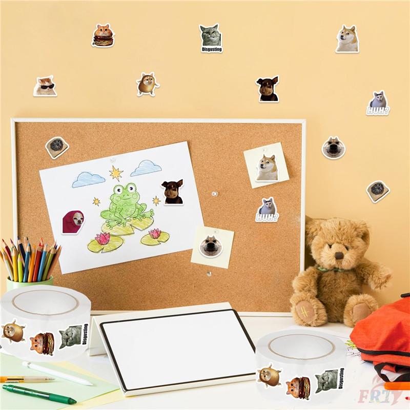 500Pcs/Roll Kuso Funny Animal Emoji - Cat & Dog Kids Rewards Stickers - DIY Scrapbooks Album Decor Sealing Label Decals