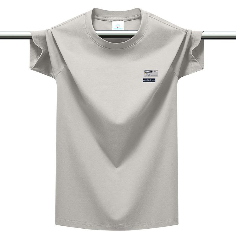 Men's T-shirt Summer Mint Green Short Sleeve Round Neck Tee Casual Slim Fit Cotton Top Breathable Soft Male Clothing Minimalist