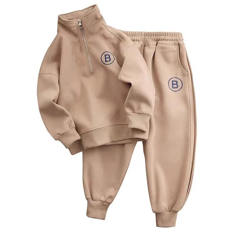 Kinderpullover Sportsets Jungen Stehkragen Buchstabenanzug Frühling Herbst Kinder Locker Mode Lässig 2-teiliges Set