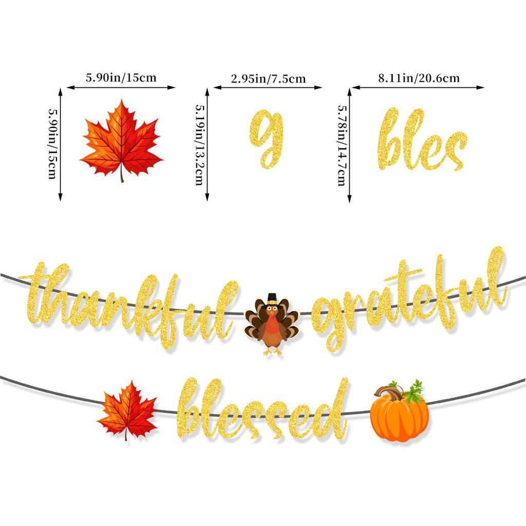 Thanksgiving Party Decoration Banner Harvest Festival Arrangement Turkey Pumpkin Maple Leaf La Flower