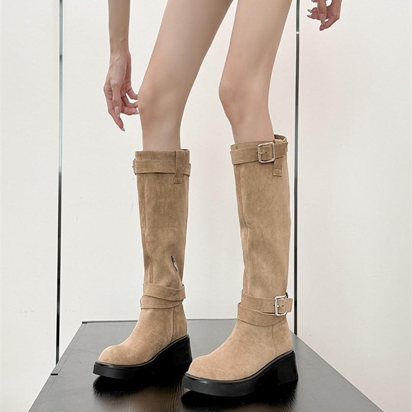 Winter new knight boots fashionable Internet celebrity heap boots long tube but knee thick soled boots women wear versatile casual