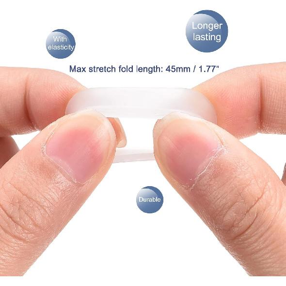 MECCANIXITY Silicone Rubber Bands Rings Non-slip 1" White for Wrapping Paper, Cord Wraps, Bundle 5pcs