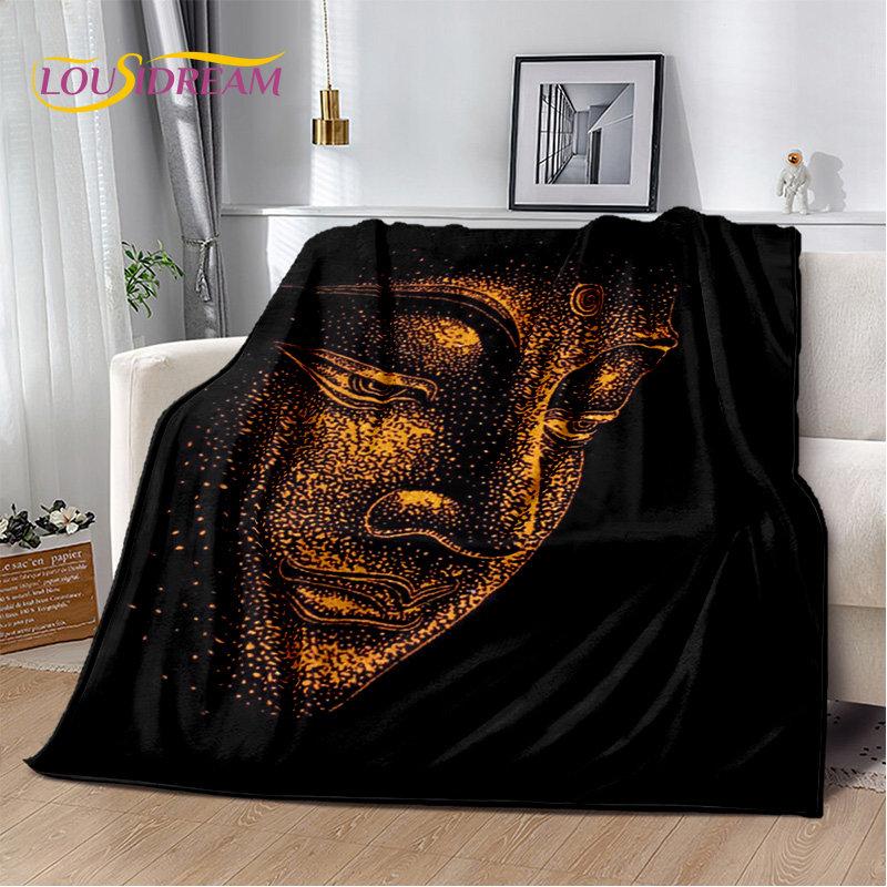 Buddha Sakyamuni Buddhisme Tro Religion Blødt Plys Tæppe, Flanel Tæppe Kastetæppe til Stue Soveværelse Seng Sofa Bed