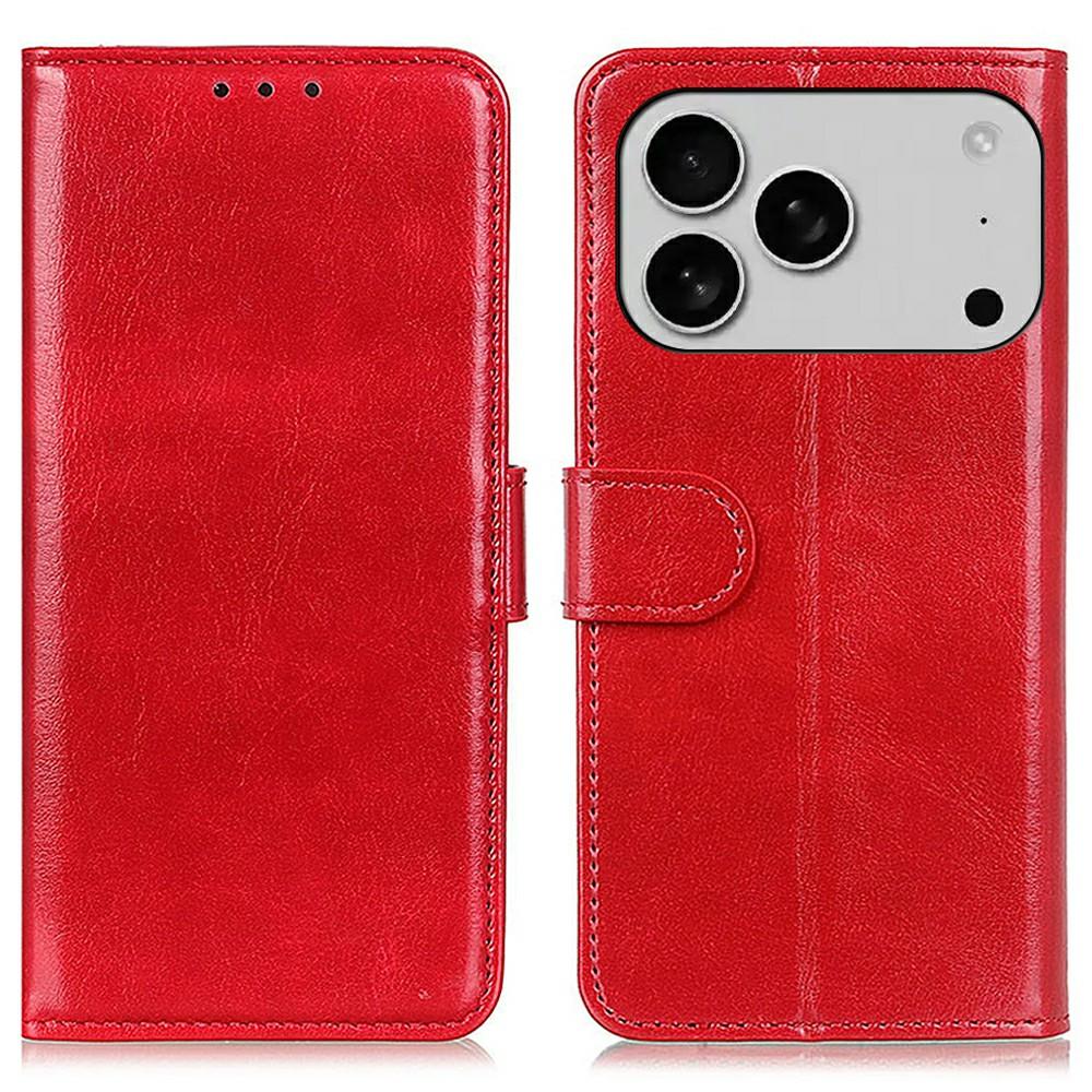 For iPhone 17 Pro Max Case Crazy Horse Texture PU Leather Phone Stand Cover