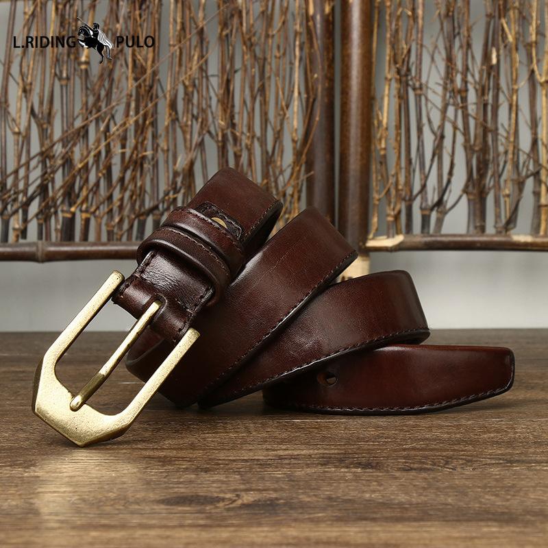 Double-sided Genuine Leather Belt Men's Genuine Leather Pin Buckle Simple Versatile Casual Belt Men's