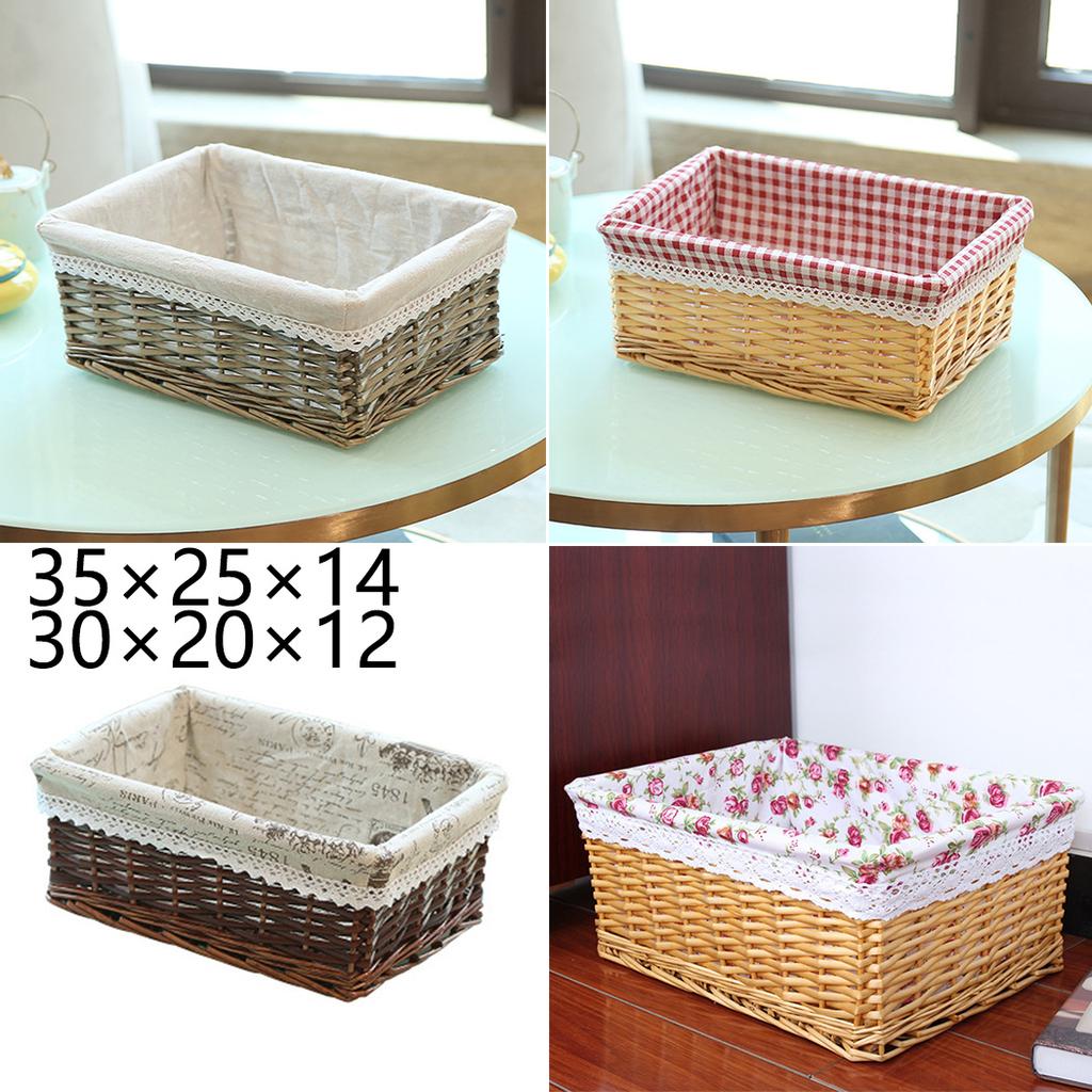 UK Wicker Storage Basket With Cloth Lining Season Sundries Storage Gift