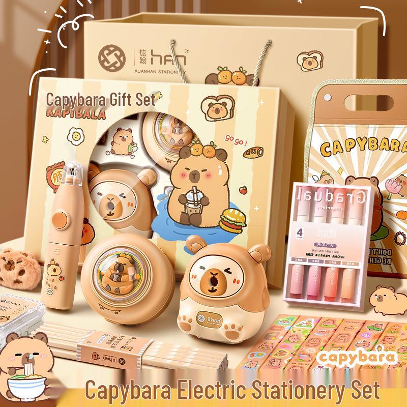 First Grade Back-to-School Capybara Stationery Gift Set: Complete Study Supplies Package