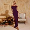 2026 New Foreign Trade European and American Women's Clothing Amazon Cross-border Women's Off-the-shoulder Backless Slim-fitting Sexy Long Dress