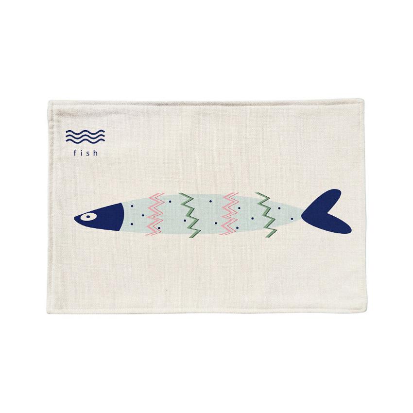 

Льняные салфетки для стола с рыбным принтом, скандинавские подкладки для кухни, обеденного стола, подставки для дисков, подставки для мисок, домашний декор 44x28 см 2/4/6 шт. 2pcs