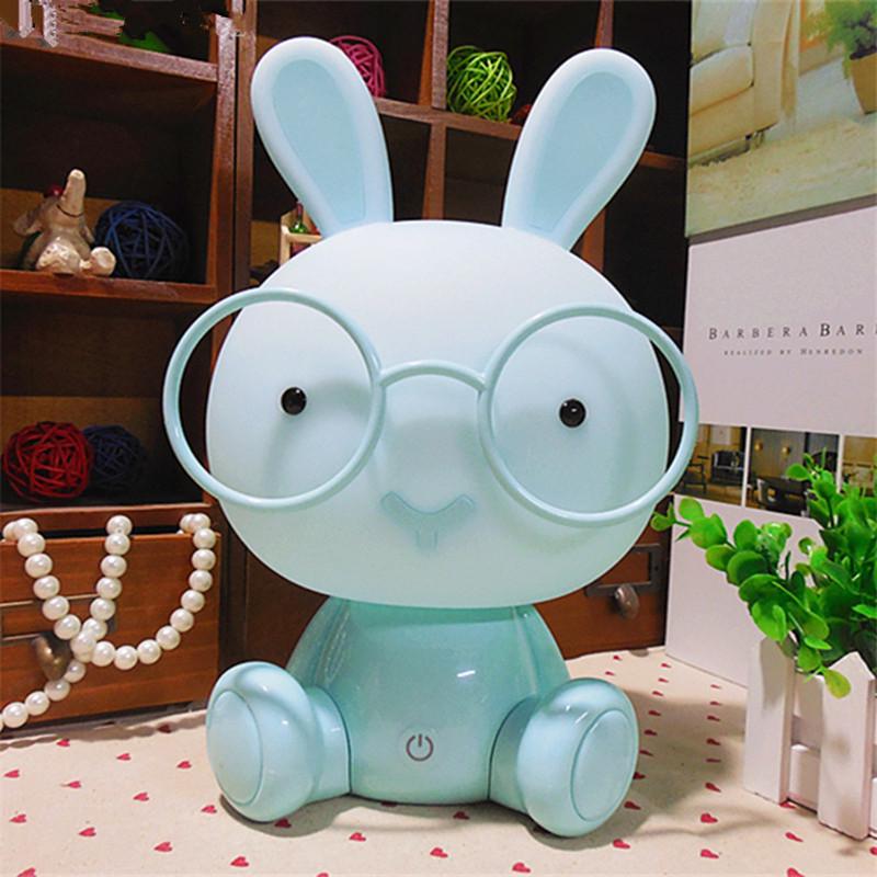 

Лампа для детской спальни, ночник с кроликом, рождественский подарок, прикроватный декор, детские очки, светильники с кроликами синий