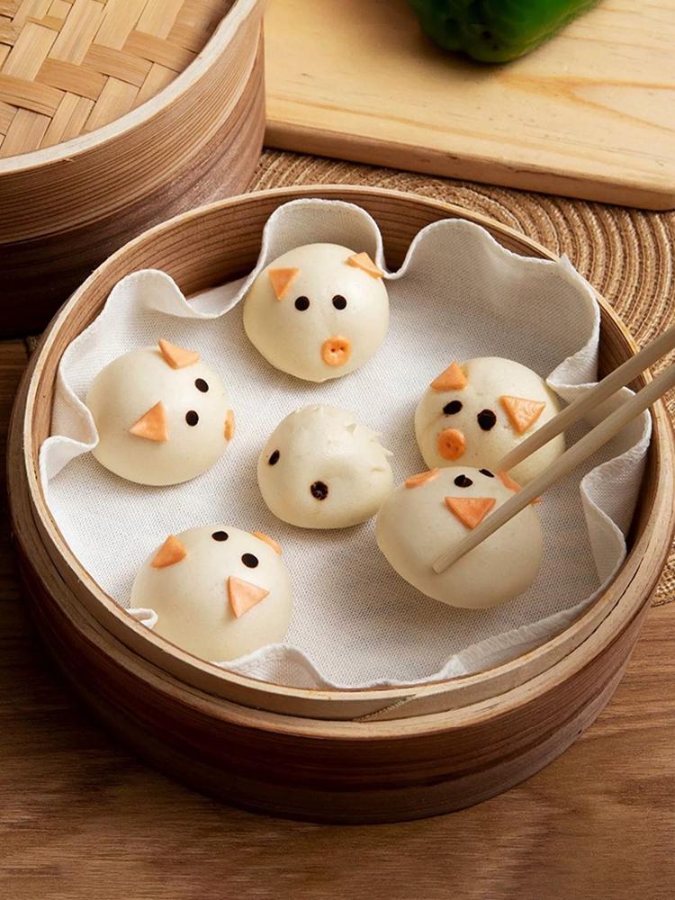 5PCS 28CM Round Cotton Yarn Steamer Cloth Reusable Non Stick Household Steamer Liners Cloth Mesh Mat Pad Steamed Buns