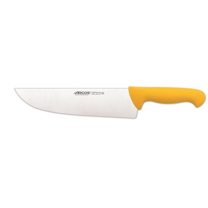 Couteau de boucherie Arcos Couleur - Prof 296000 en acier inoxydable Nitrum et mango polypropylène jaune ergonomique avec lame de