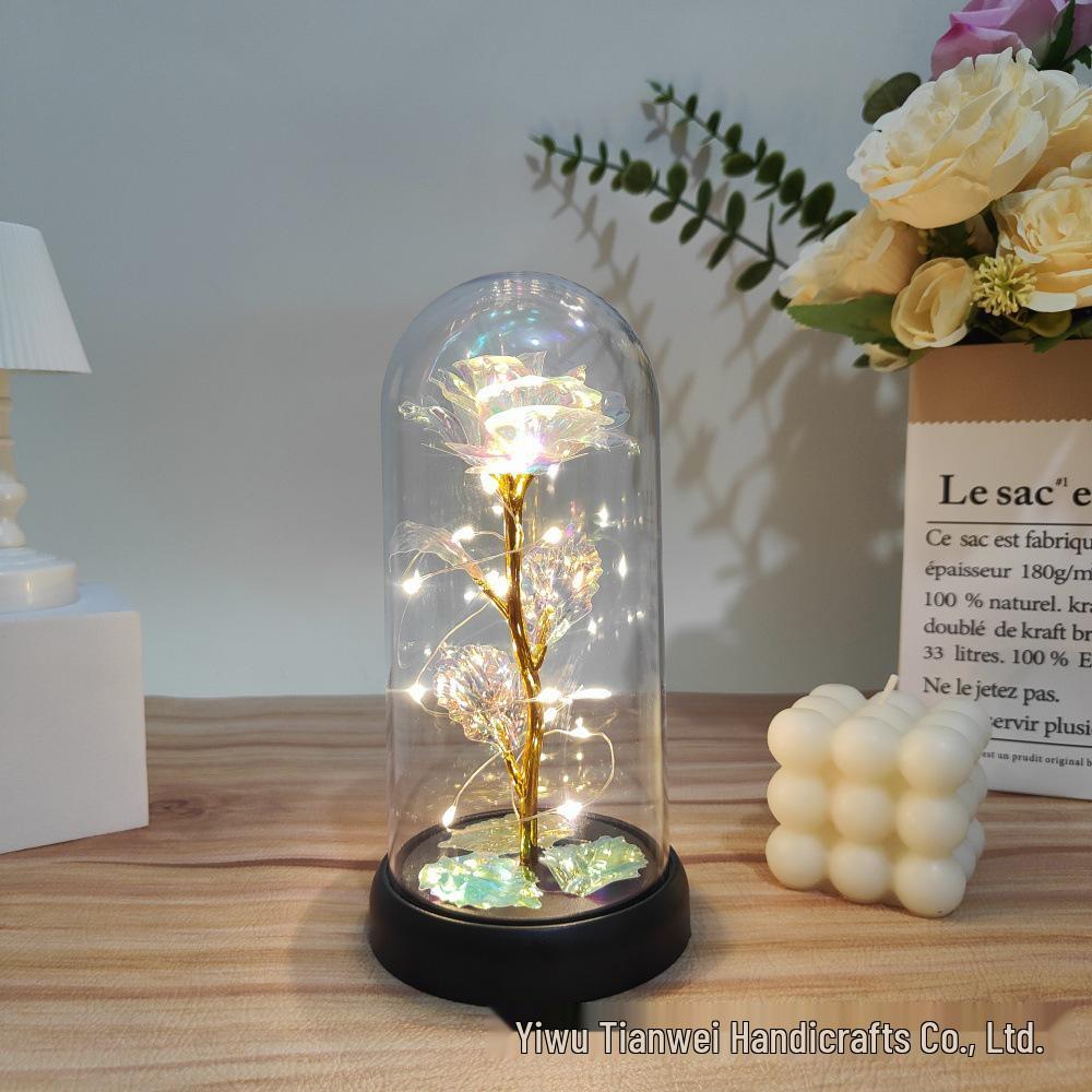 Goldfolienrose mit Acrylhaube: Konserviertes Blumen Geschenk für den Muttertag oder Valentinstag.