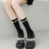 Simple Pearl Knee High Socks Cotton Calf Socks Sweet Knee High Stockings Lolitas Princess Socks for Womens Girls Gifts