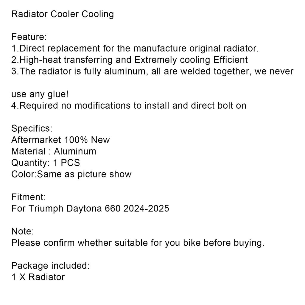 Radiator Cooling Engine Cooler For Daytona 660 2024-2025