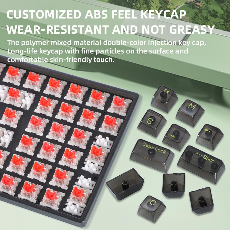 

Y-FRUITFUL K10 100 Keys Type-C Wired Mechanical Keyboard with RGB Light,Transparent Black+Blue Switch As Shown A