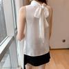Summer New Office Lady Fashion Sleeveless Chiffon Shirt Halter Blouse Women White Turtleneck Back Bow Tie Blusas Tops 15215
