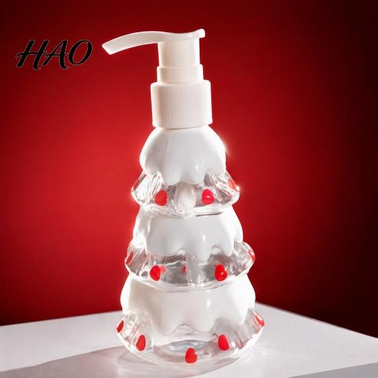 Santa Claus Empty Bottle 350ML Christmas Soap Dispenser, Tree Penguin Shape Refillable Bottle, Plastic Pump for Hand Soap, Lotion