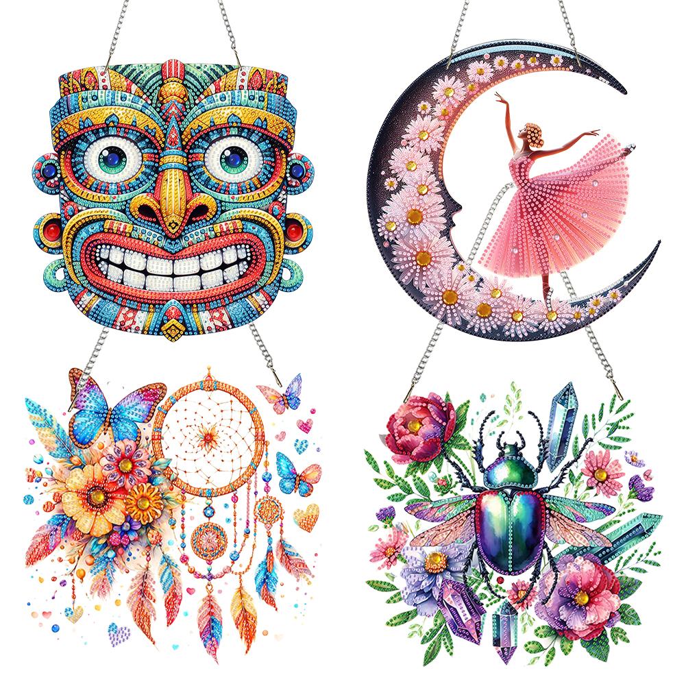 Acrylic Special Shaped Abstract Pattern Diamond Painting Hanging Ornaments Kit 5D DIY Diamond Art Hanging Decorations Home Decor