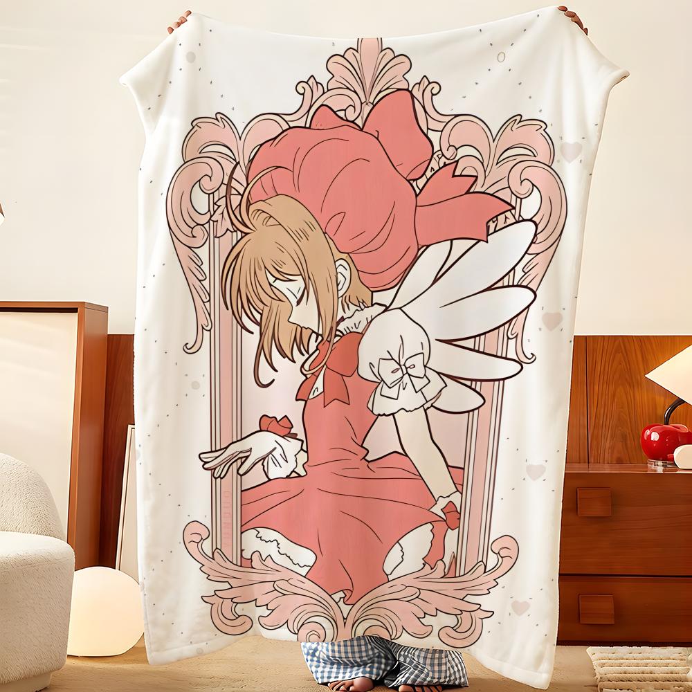 Anime C-Cardcaptor S-Sakura Throw Flannel Throw Blanket, Lightweight Cozy, Durable Washable cute Cool