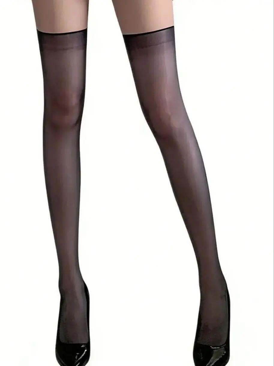 

1 Pair Women S Black Spring Summer Thin Sexy Aurora Thigh High Socks, Party Exclusive Eye-Catching, Gradient Aurora Design One Size