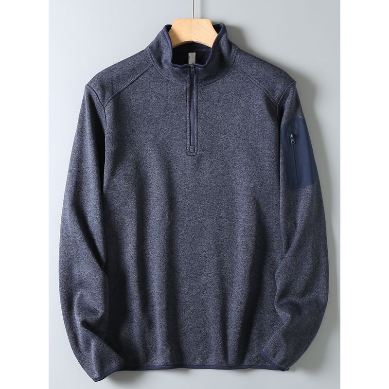Original Foreign Trade Outdoor Lightweight Autumn and Winter Men's New Fleece Sweatshirt Sports Casual Half-Zip Stand Collar Top