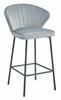 Gatta Stool - Silver-Gray Velvet / Black Legs X 1