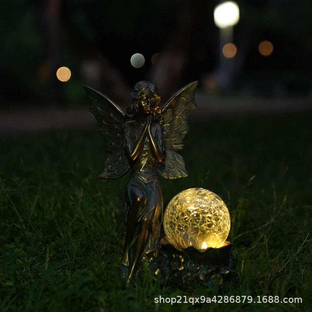 JYL TS/167,Classic Angel Fairy Solar Resin Lawn Light LED Outdoor Decor Garden View Lamp Home Figurine