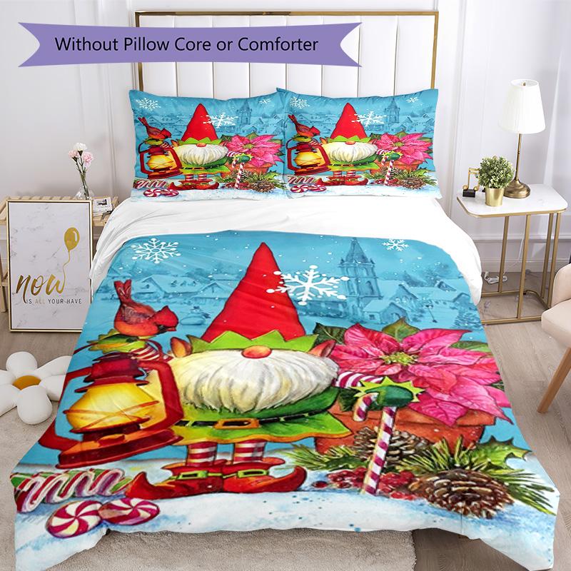 Christmas Bedding Set Breathable Duvet Cover with Pillowcases Decorative Bed Linen for Bedroom Home Decoration Birthday Gift