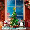 New Years Winter Christmas Tree Building Blocks Set Lighting Penguin Snowman Santa Claus Bricks DIY Toys Children Xmas Gifts