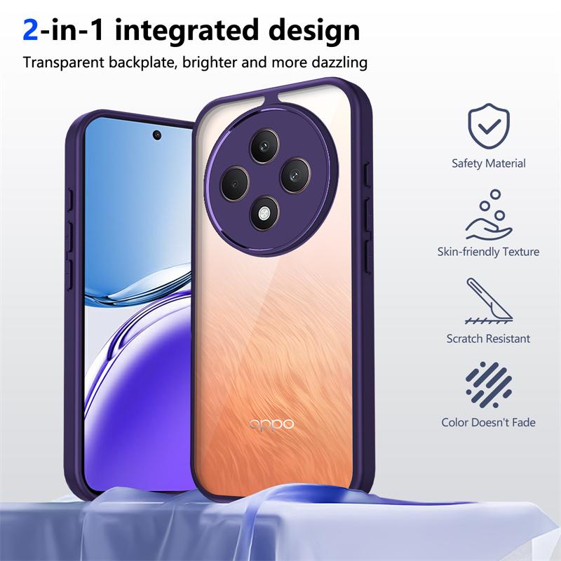 Oppo Reno12 F 5G CPH2637 Pouzdro Nárazuvzdorný Silikonový TPU Nárazník Průhledná Zadní Strana Tvrdý Kryt Matné Pouzdro na Telefon pro Oppo Reno 12F 4G CPH2687