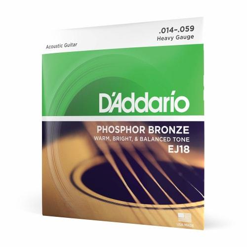 D'Addario Acoustic Guitar Strings, Phosphor Bronze Heavy, .014-.059, EJ18