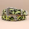 Cross Belt Leopard Print Western Rhinestone Belt Personalized Denim Woman Rivet Jeans Belt