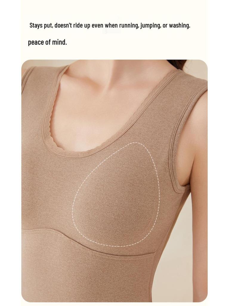 Women's Seamless Extra Thick Lambswool Fleece Vest - Warm Sleeveless Base Layer for Autumn and Winter