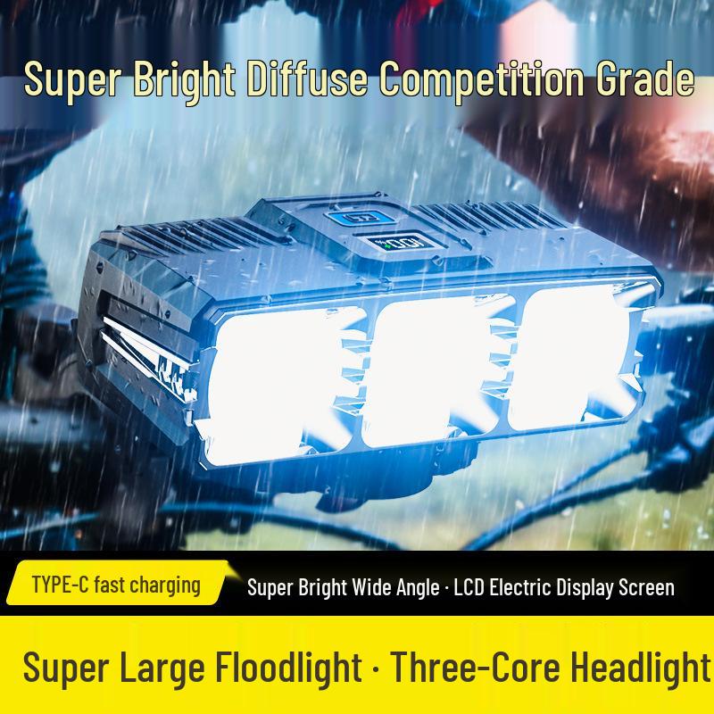 USB Rechargeable Bicycle Headlight with Digital Display & Loud Horn, Quick Release for Mountain Bike Safety