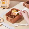 Cute Capybara Lunch Box Toast Shape 1000ml Large Capacity Food Storage Box Grid Seal Meal Boxes for Outdoor Picnic School