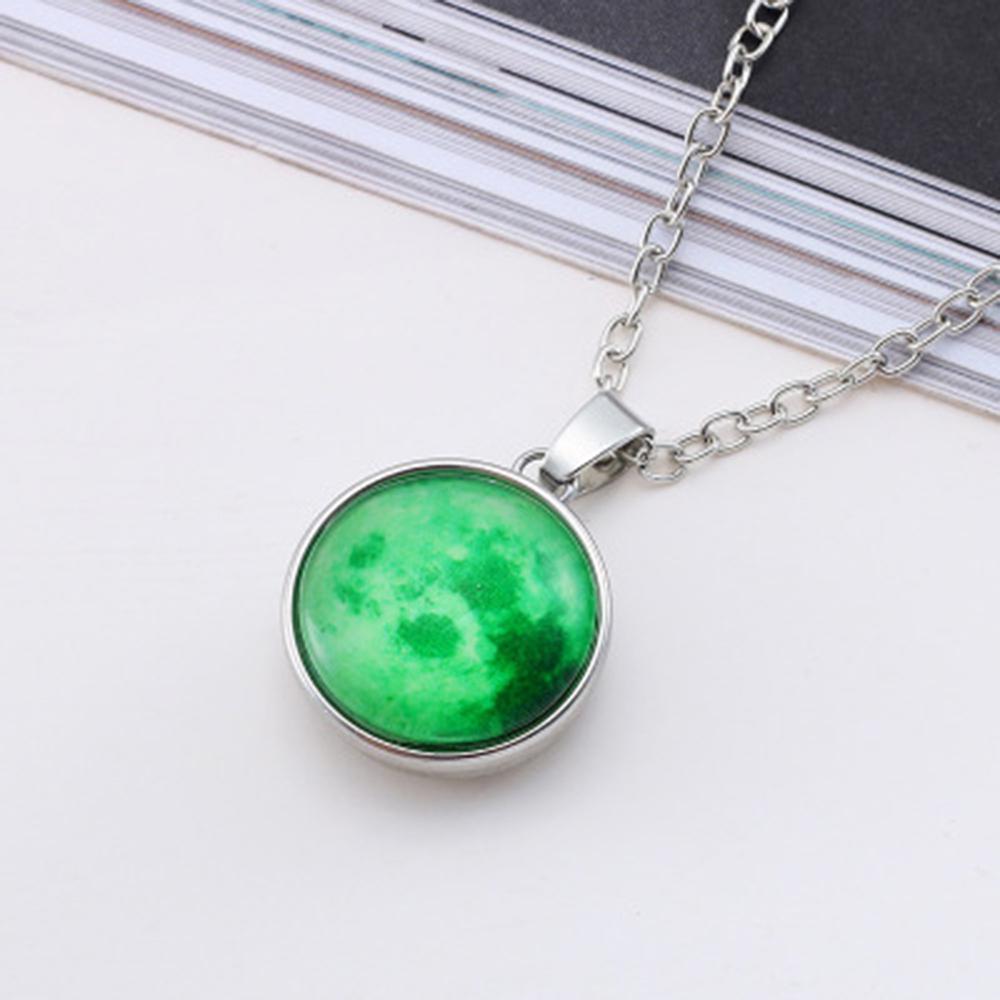 Glow In Dark Full Moon crescent Glass Ball Pendant Luminous Women Necklace Glow In Dark Full Moon crescent Glass Ball Pendant Luminous Women Necklace