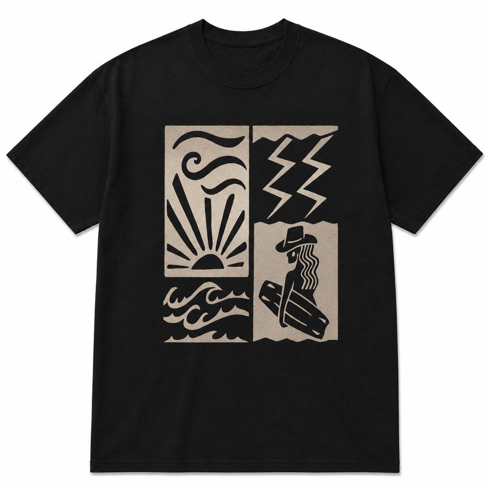 Retro Surf Beach Graphic T-Shirt L