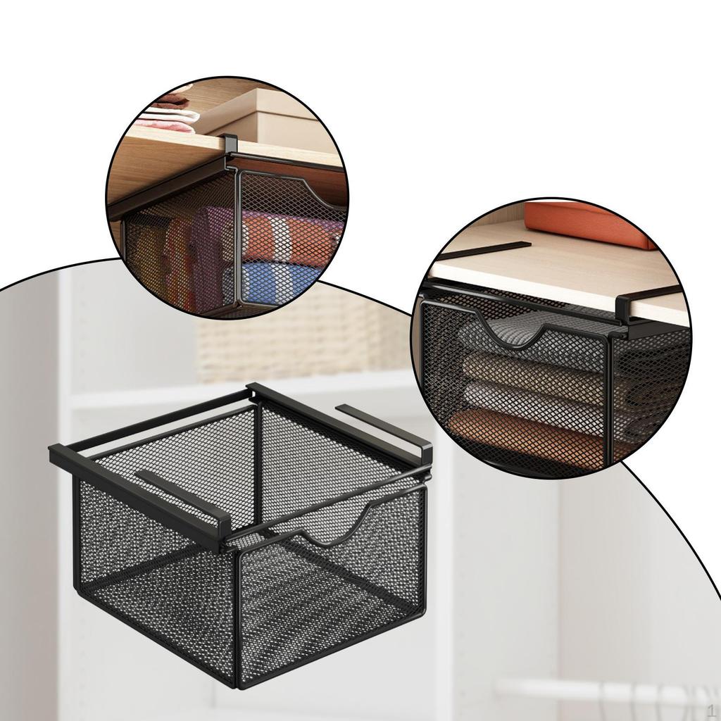 Hanging Pullout Drawer Basket Sliding Under Shelf Coffee Pod Holder Multipurpose Cabinet